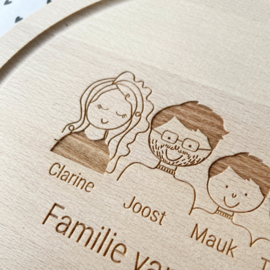 Ontbijtplank rond gezin gepersonaliseerd