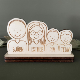 Houten kaart familie gepersonaliseerd