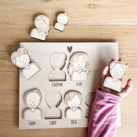 Houten puzzel familie gepersonaliseerd