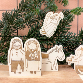 Set houten kerststal figuren