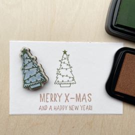 Stempel kerstboom met lichtjes - groot formaat