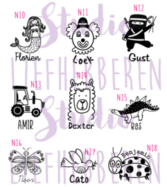 Stempel gepersonaliseerd NAAM + ILLUSTRATIE