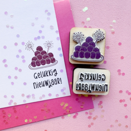 Stempel - oliebollen / gelukkig nieuwjaar