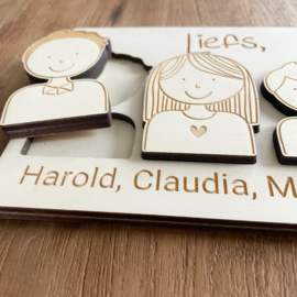 Houten puzzel familie gepersonaliseerd