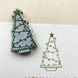 Stempel kerstboom met lichtjes - groot formaat