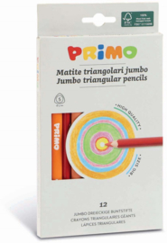 PRIMO - 12 Jumbo kleurpotloden 3-zijdig