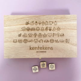 Kentekens stempelset compleet + houten bewaarkist M