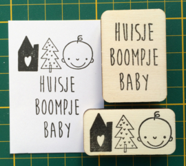 Stempel huisje, boompje, baby - illustratie