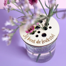Bloemenhouder met tekst