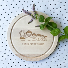 Ontbijtplank rond gezin gepersonaliseerd
