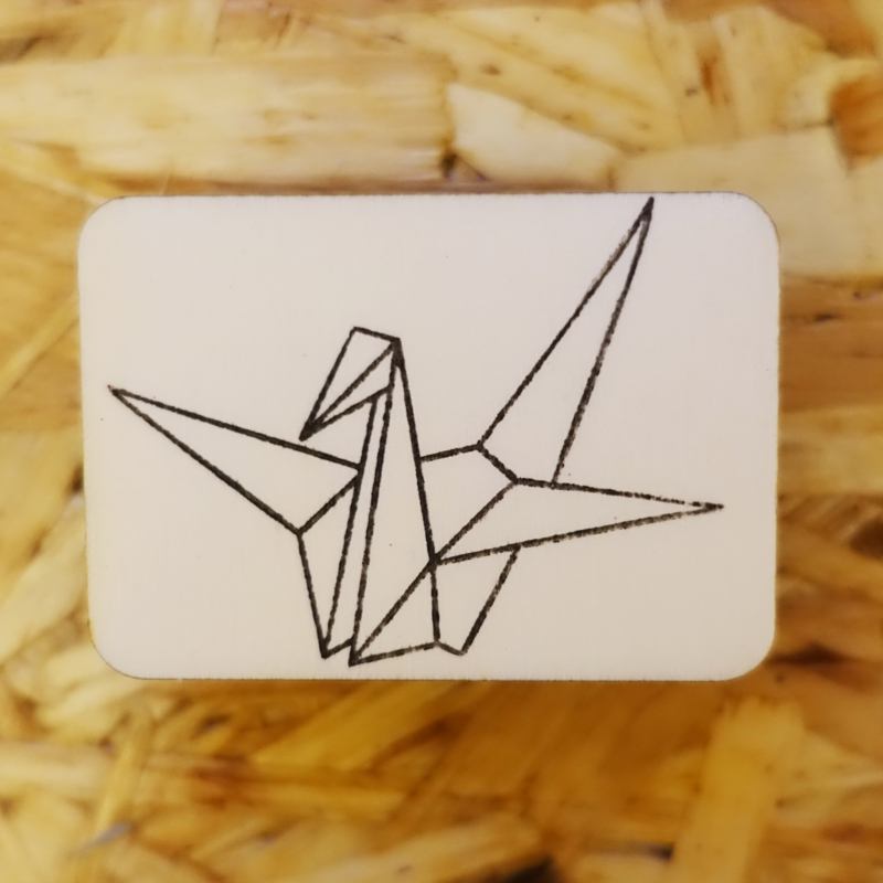 Stempel origami kraanvogel - lijnen