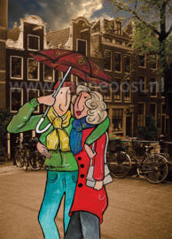 Amsterdams grachtenpandje-ansichtkaart 