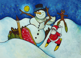 Ansichtkaart kerst snowman
