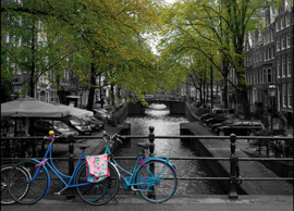 Amsterdamse gracht fiets-ansichtkaart 