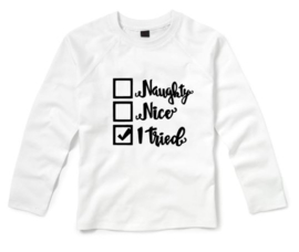 Kerst Shirt NAUGHTY , NICE , I TRIED