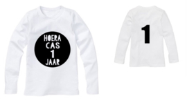 Verjaardagsshirt rond HOERA 1 JAAR