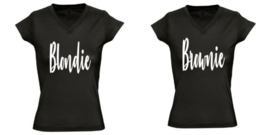 Twinning shirts BLONDIE EN BROWNIE dames model