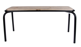 Kitchen Trend metalen bank met houten zitting 100cm - mat zwart