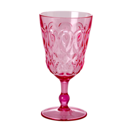 RICE wijnglas - doorzichtig acryl - roze