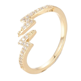 R109 - Ring in gift-box, 18K gold plated, neutral cz, size adjustable
