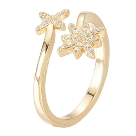 R112 - Ring in gift-box, 18K gold plated, neutral cz, size adjustable