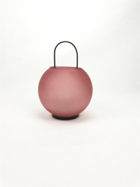 Glass Lantern 15x21.5cm Soft Pink