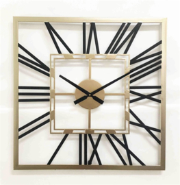Square metal wall clock with black roman digit 60x4.5x60cm