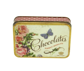 Blikje Chocolates fine quality vlinder 14,5x10,5x3,5cm