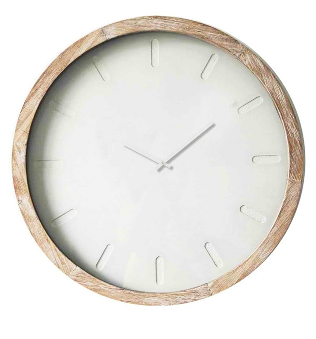 Wooden Clock 'Abstract' Glass Cover Large 80x6.5cm