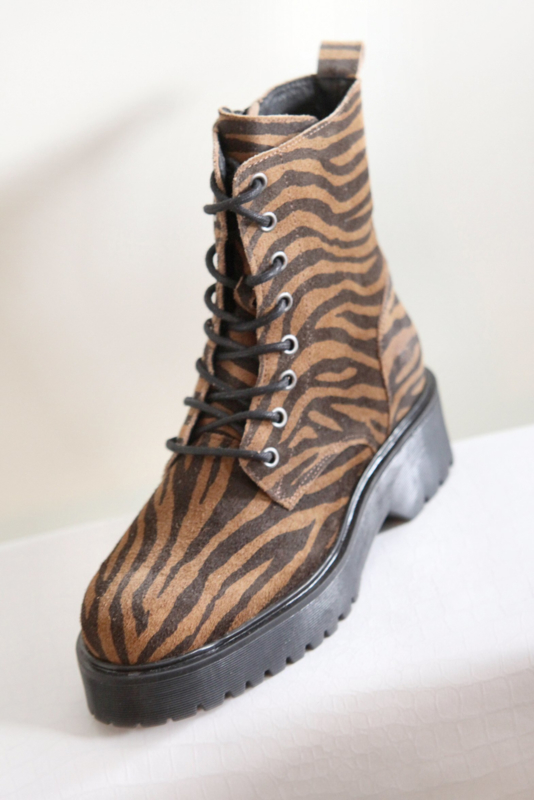 zwart spoel Gearceerd Sacha - Bruin lederen boots met tijgerprint - 41 | NEW IN | Galamini Store