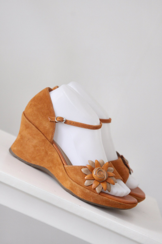 Drank Blazen slank Ecco - Oranje suede lederen sandalen met sleehak - Mt 38 | NEW IN |  Galamini Store