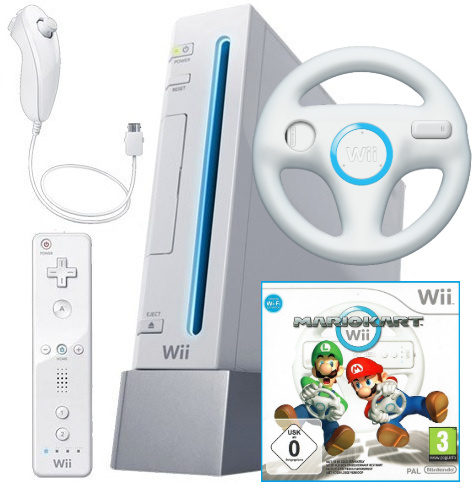 Mario Wii Pack Wit (Garantie op Spelcomputer: 2 Maanden,Batterijen: Zonder batterijen) | Wii Spelcomputer Kopen | Wiigameshopper