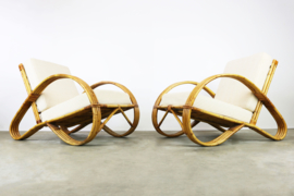 Koppel Rotan fauteuils ontworpen door Rohe Noordwolde in 1950s