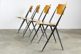 Set van 4 ''Pyramid chairs'' by Wim Rietveld for Ahrend de cirkel 1963