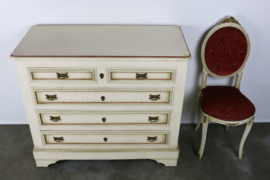 Strakke Brocante commode / ladekast in oude craquelé verf