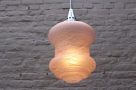 Art deco hanglamp zalm/roze met wit