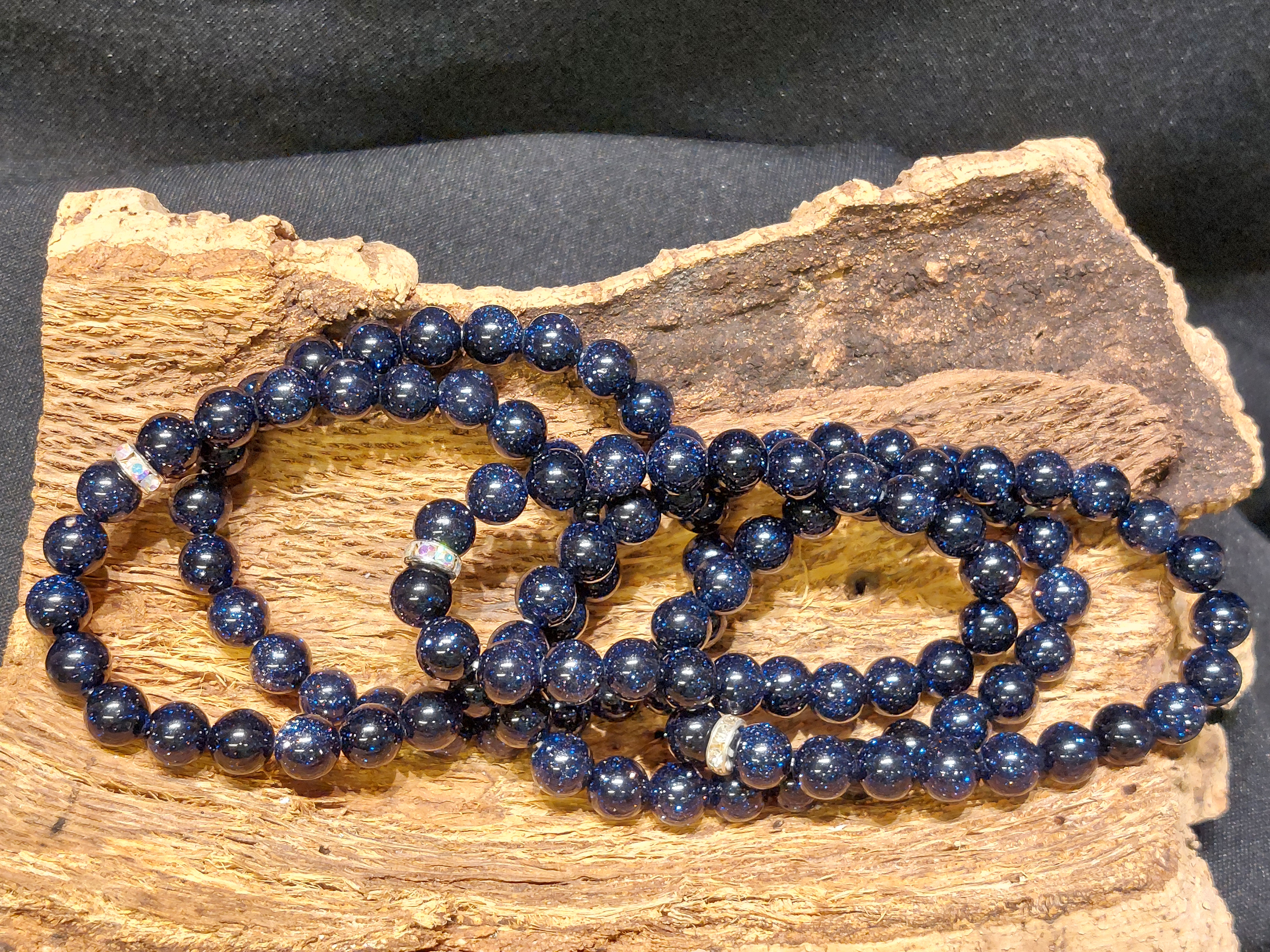 Blauwe goudstroom/goudsteen armband 8mm (synthetisch)
