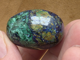 Azuriet malachiet knuffelsteen met chrysocolla