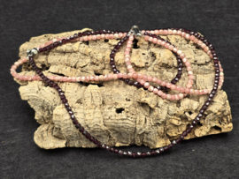 Granaat met rhodochrosiet ketting met armband facet geslepen