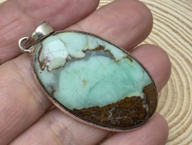 Chrysopraas hanger in zilver