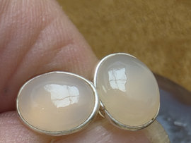 Rozenkwarts oorbellen in zilver