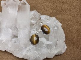 Tijgeroog oorbellen in zilver