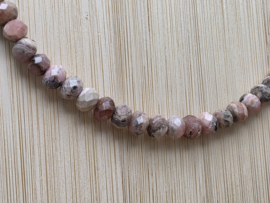 Rhodochrosiet ketting facet geslepen met zilveren sluiting