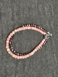 Granaat met rhodochrosiet ketting met armband facet geslepen