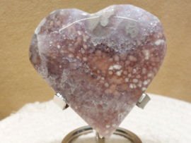Flower agaat met (roze) amethist hart