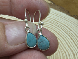 Chrysocolla oorbellen in zilver