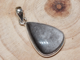Zilver obsidiaan hanger in zilver