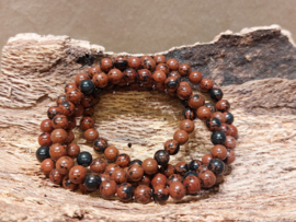 Mahonie obsidiaan kogel armband 6 mm