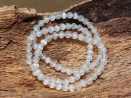 Seleniet/satijnspaat kogelarmband 6 mm