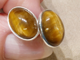 Tijgeroog oorbellen in zilver
